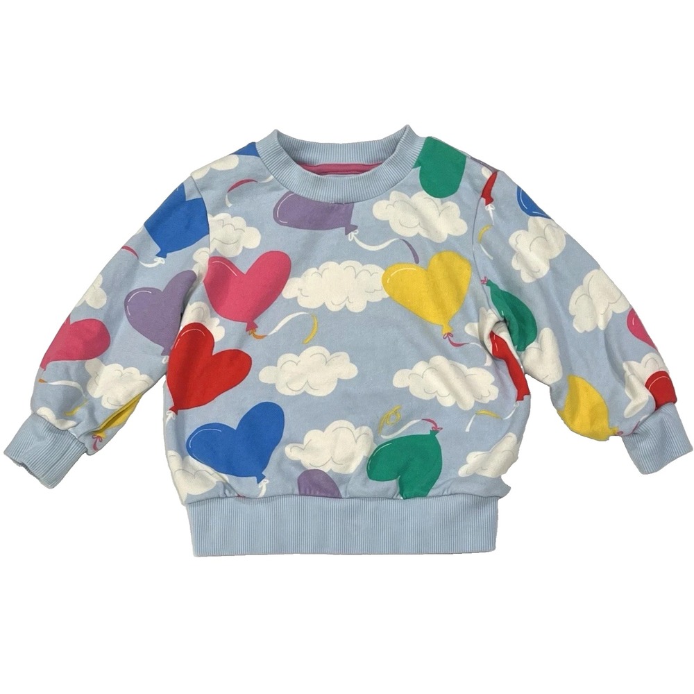 Mini Boden Kids Sweater Multicolor Novelty Balloon Heart Cloud Crew Neck 2-3Y